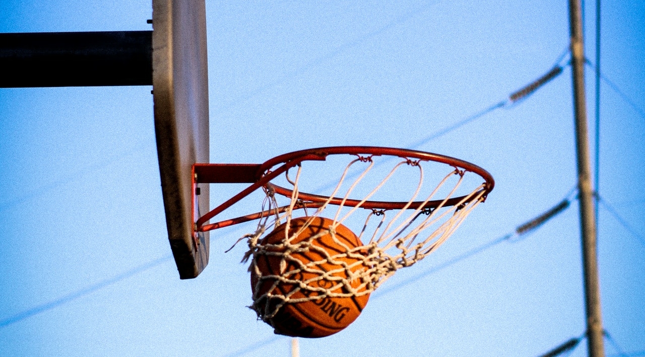 basketball going in the net