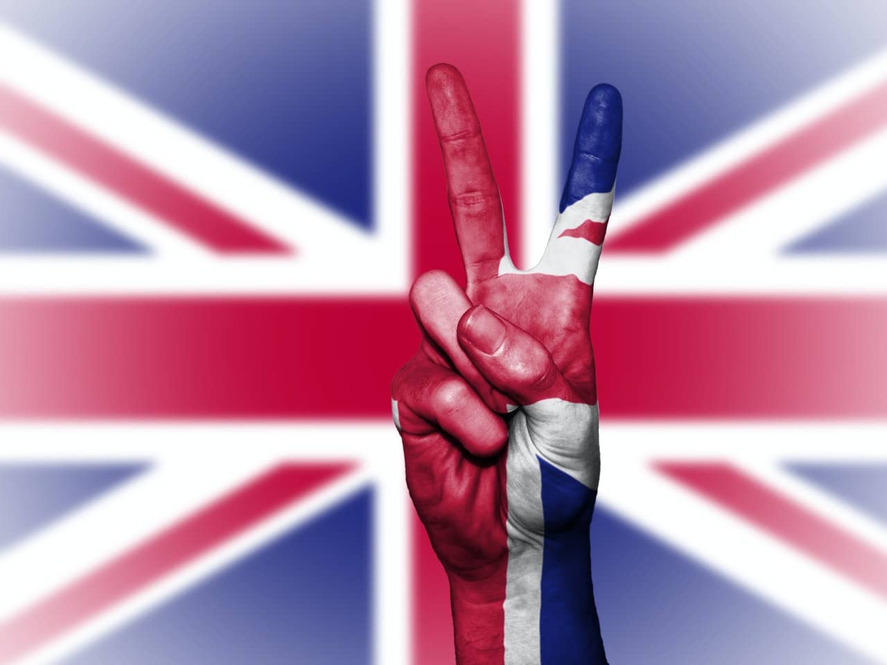 two fingers on the uk flag