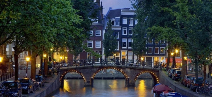 view of canals in Amsterdam