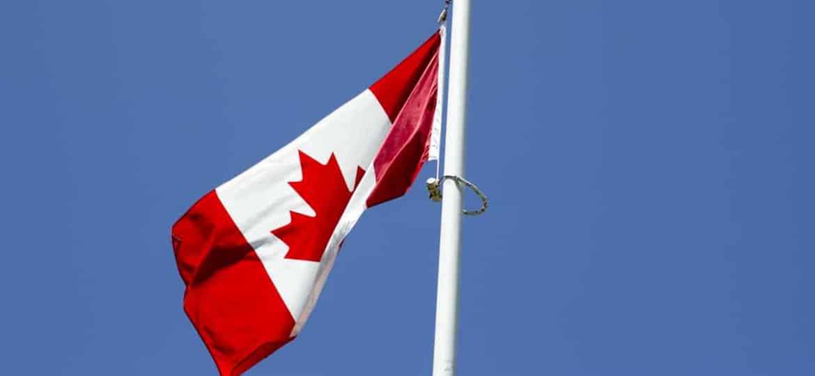canadian flag in the sky