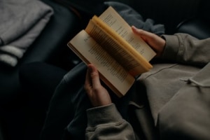 person holding a book
