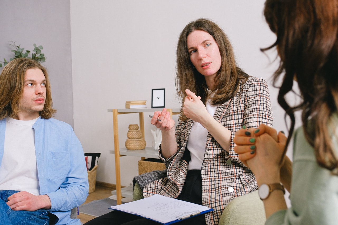 woman explaining a topic