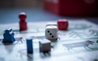 dice on a board game