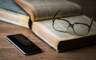 glasses on a book