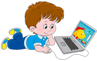 little boy playing on his computer