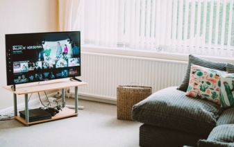 living room with a tv and sofa