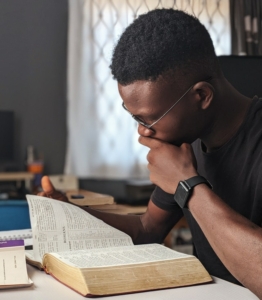 man reading a book