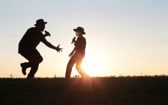 two people singing