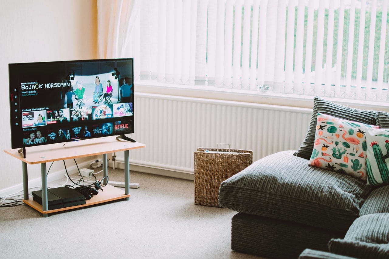 living room with a tv in it