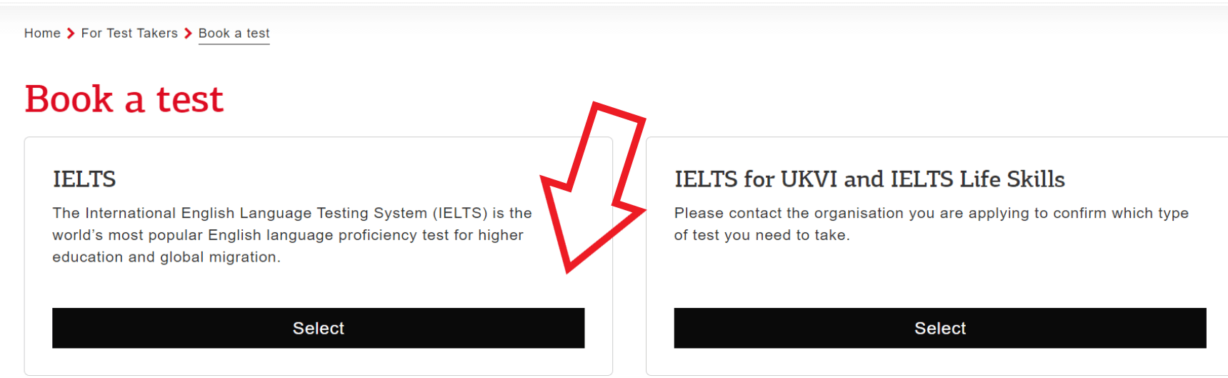 tutorial for booking an ielts test