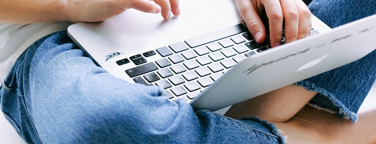 girl studying on her laptop